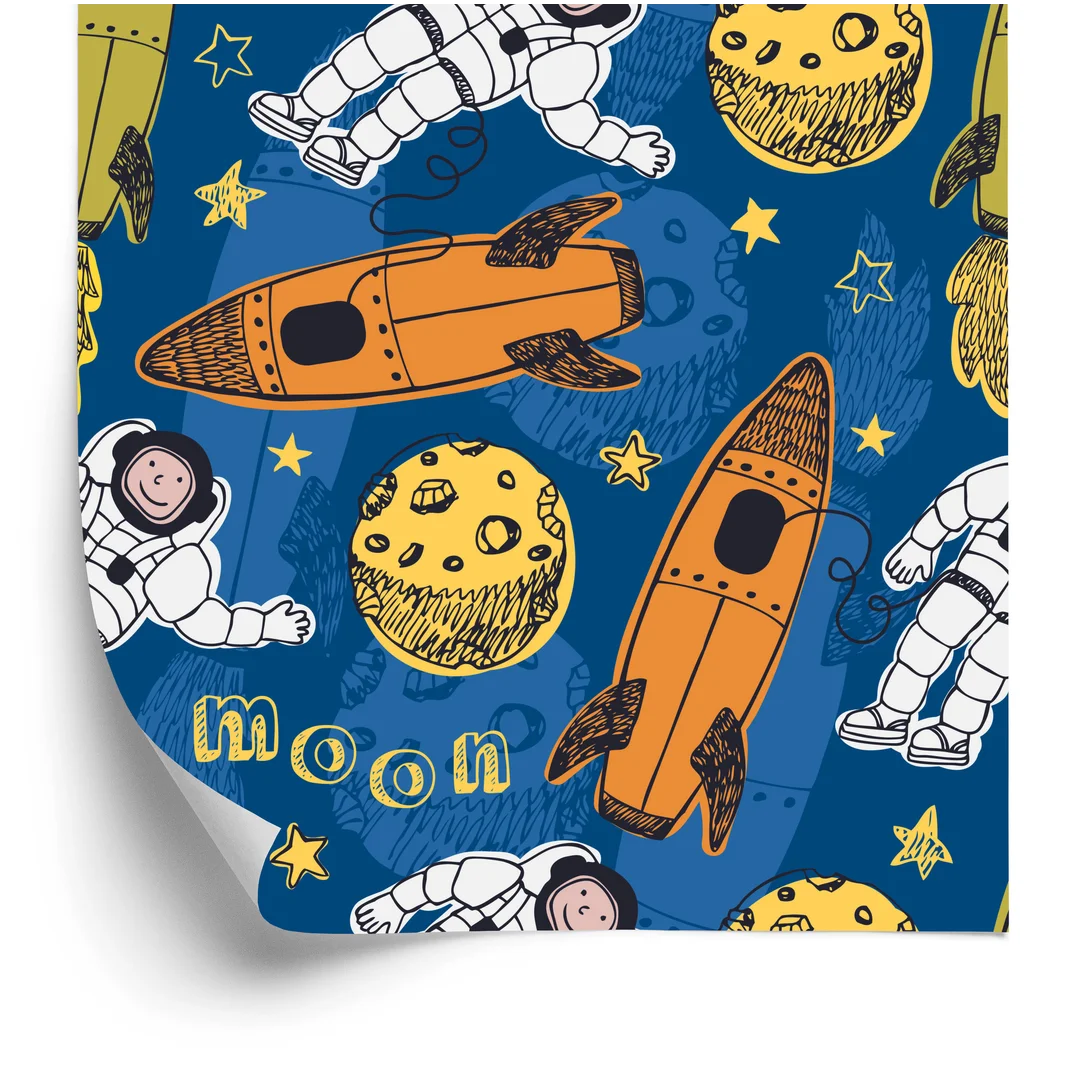 Tapeta Astronauci Wśród Planet Flizelina 53x1000
