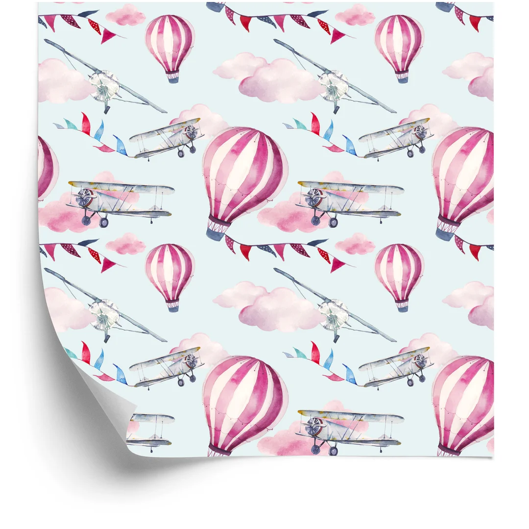 Tapeta Balony Wśród Samolotów Flizelina 53x1000