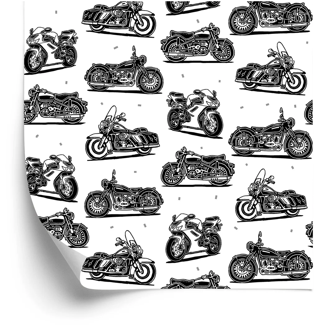 Tapeta Czarno-Białe Motocykle Flizelina 53x1000