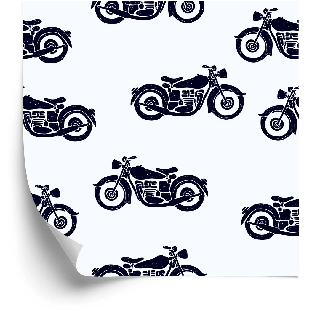 Tapeta Czarno-Białe Motocykle Vintage Flizelina 53x1000