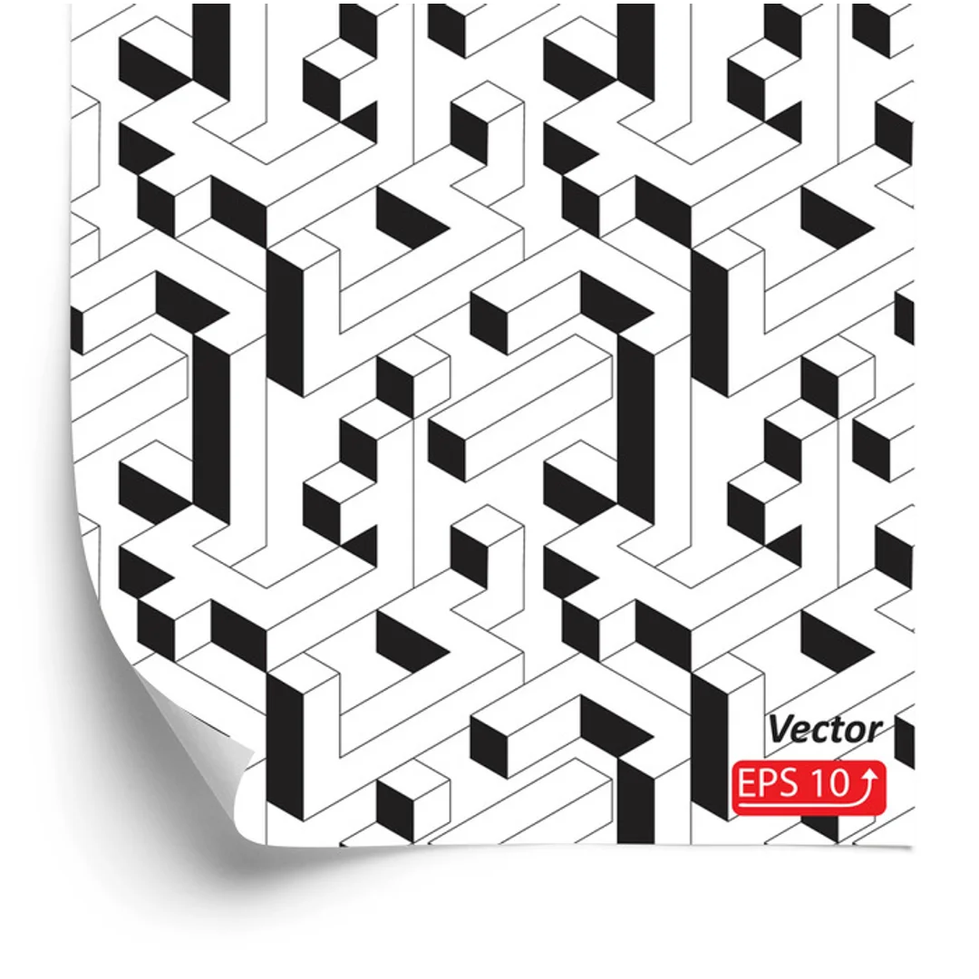 Tapeta Czarno - Biały Wzór Geometryczny Flizelina 53x1000