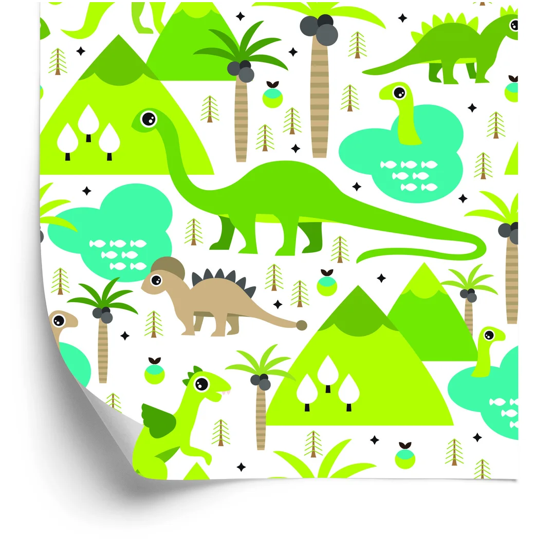 Tapeta Dinozaury Jeziora Drzewa Do Pokoju Chłopca Flizelina 53x1000