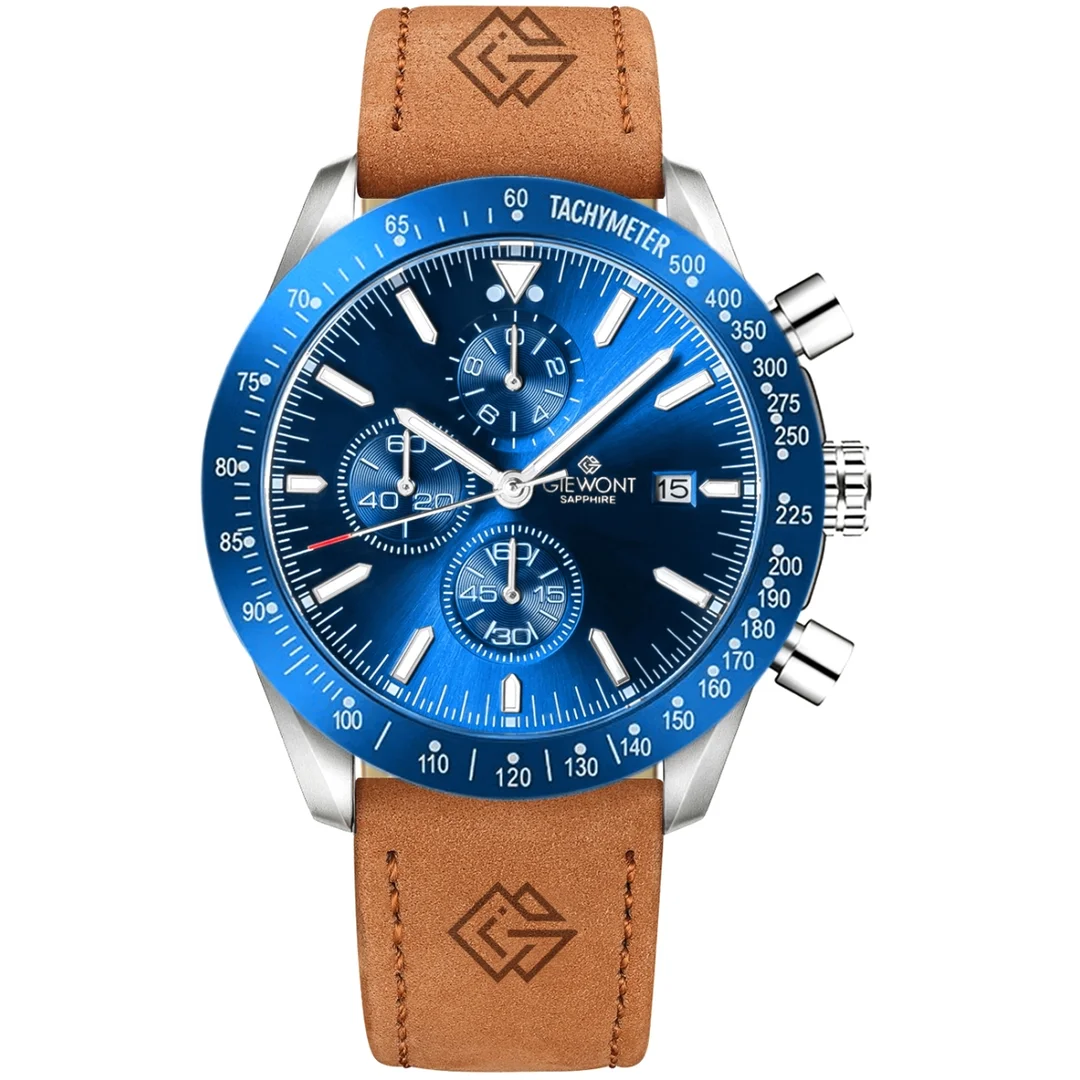 Zegarek Męski Giewont Chronograph Sapphire Brązowo Niebieski GW8720-A2