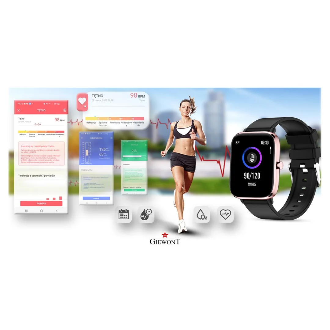 Smartwatch Giewont Różowo-Czarny GW230-3