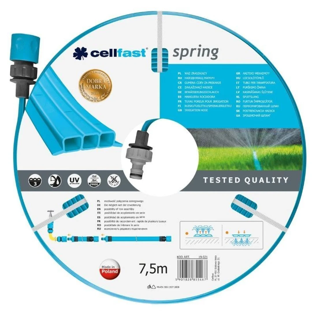 Wąż 3 Kanałowy Zraszający Spring 7,5mb UV Cellfast
