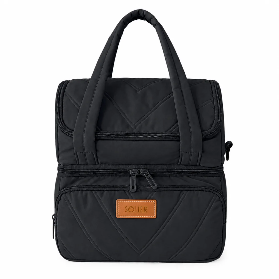 Torba termiczna duża lunch bag XXL z dwiema komorami LBS07 - Czarny