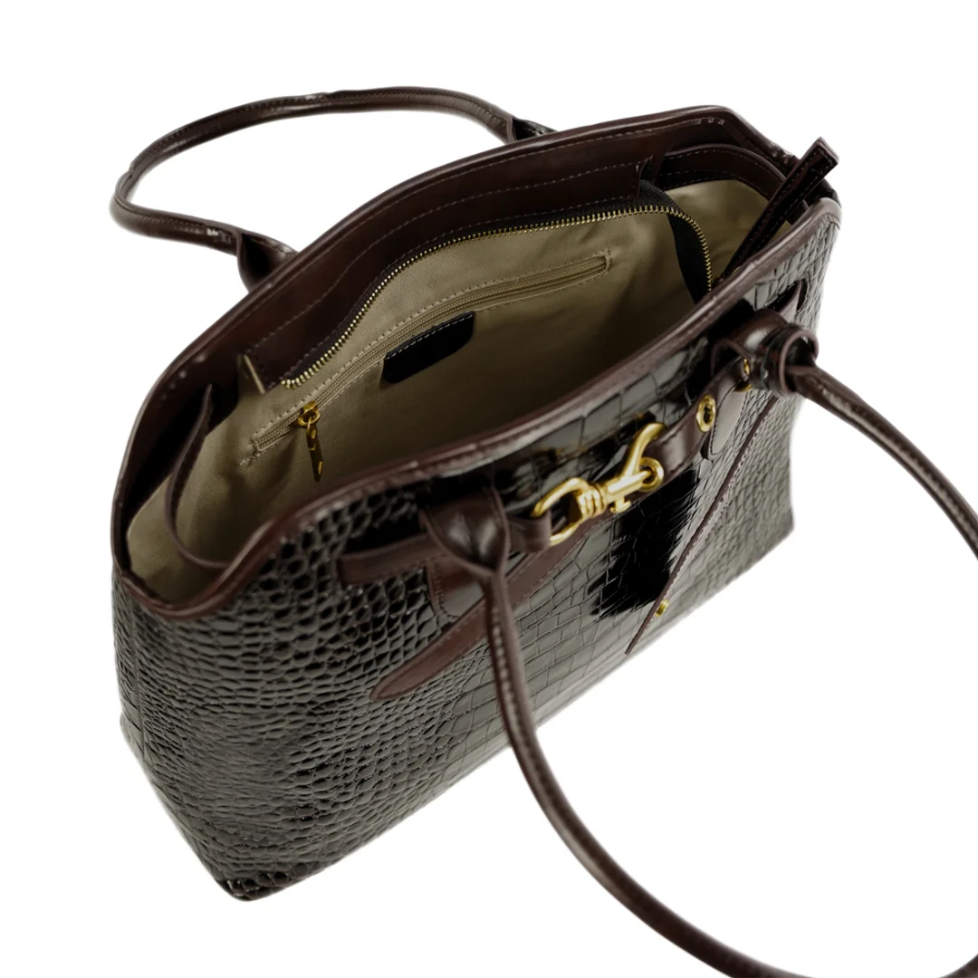 Duża torba shopper FL57 ARLA brązowa