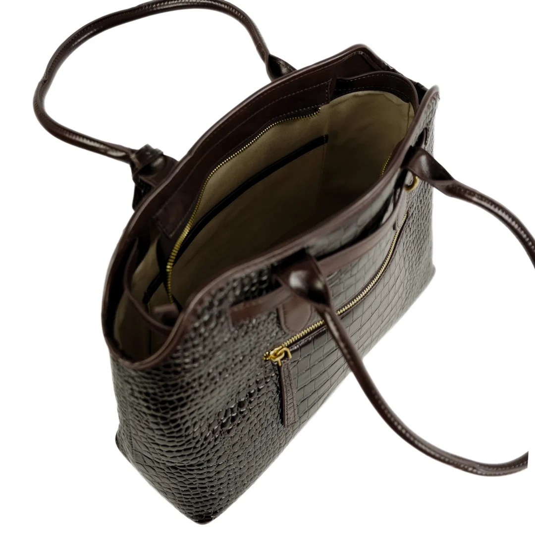 Duża torba shopper FL57 ARLA brązowa