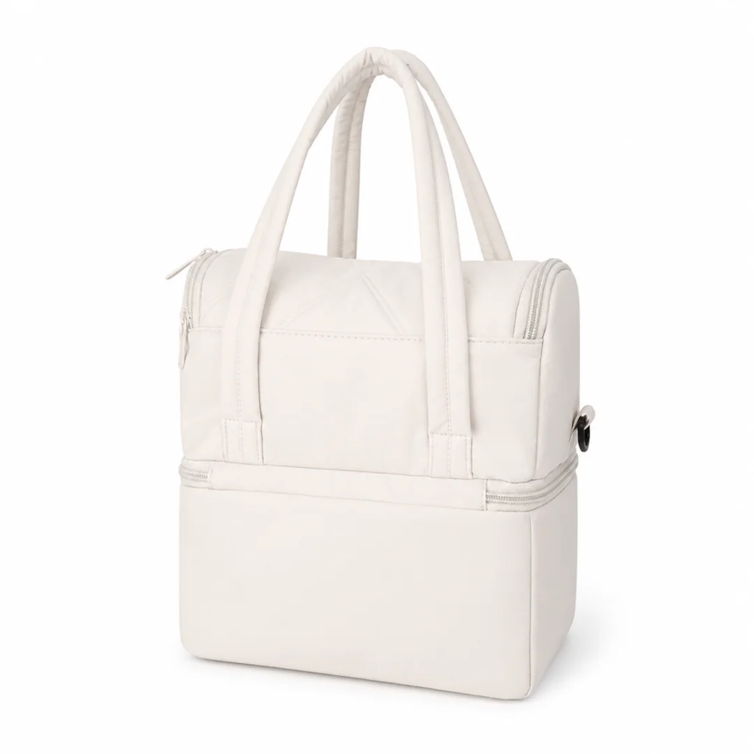 Torba termiczna duża lunch bag XXL z dwiema komorami LBS07 - Beżowy