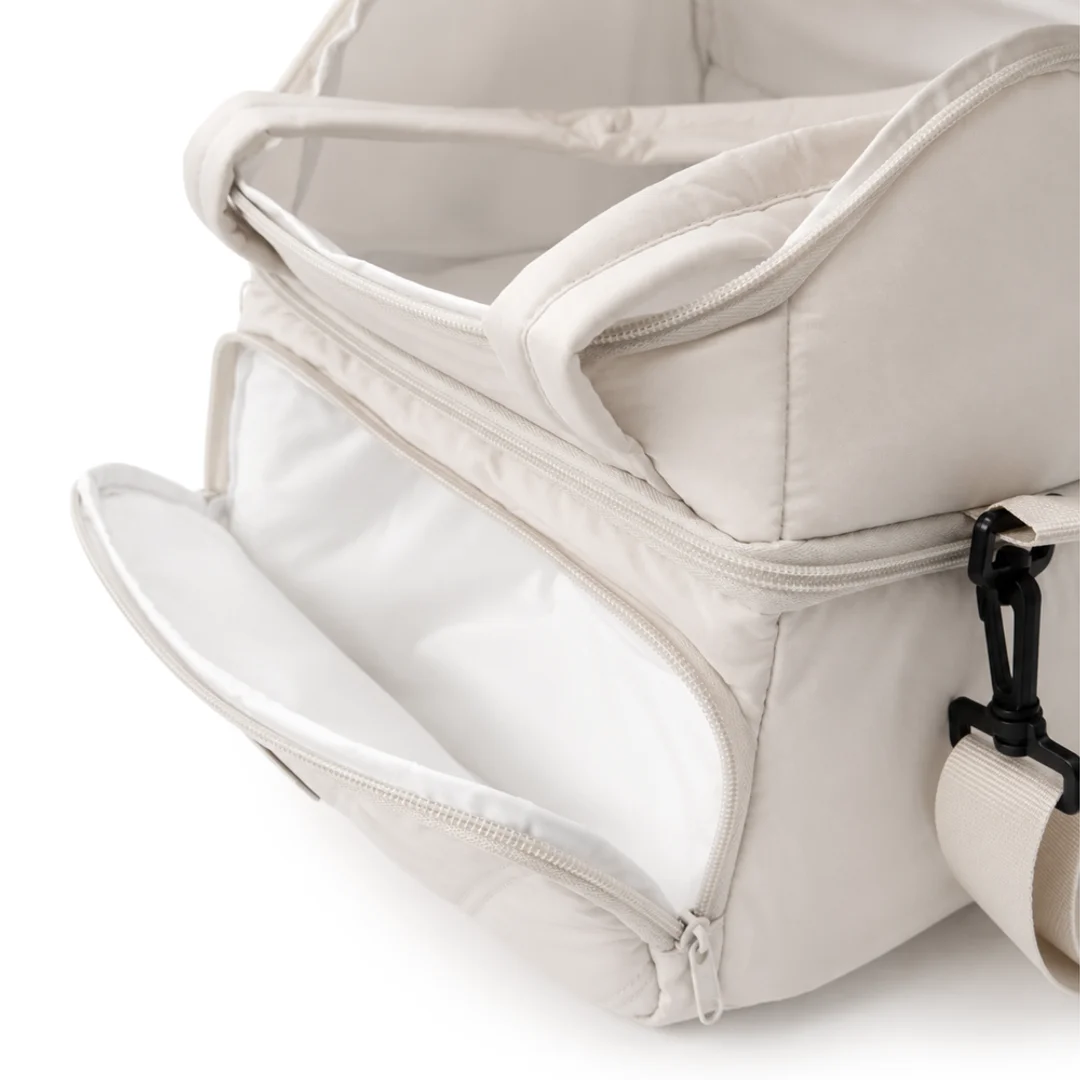 Torba termiczna duża lunch bag XXL z dwiema komorami LBS07 - Beżowy