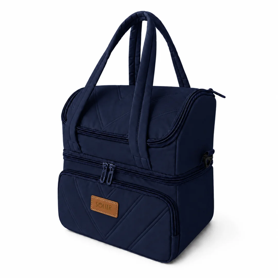 Torba termiczna duża lunch bag XXL z dwiema komorami LBS07 - Granatowy