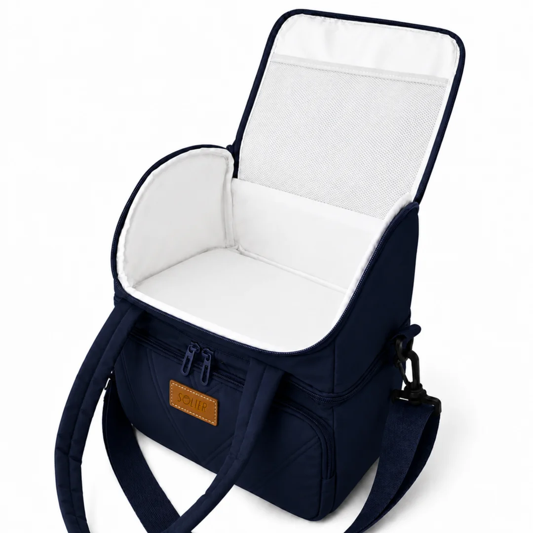 Torba termiczna duża lunch bag XXL z dwiema komorami LBS07 - Granatowy