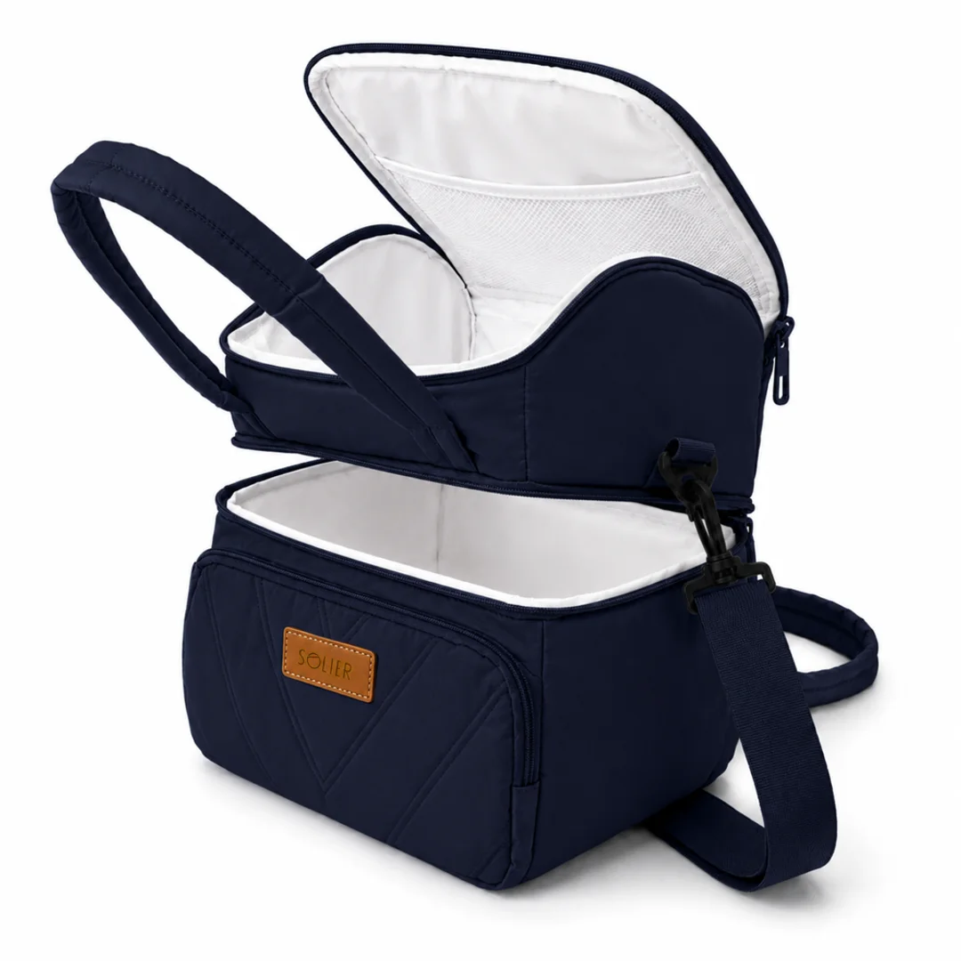Torba termiczna duża lunch bag XXL z dwiema komorami LBS07 - Granatowy