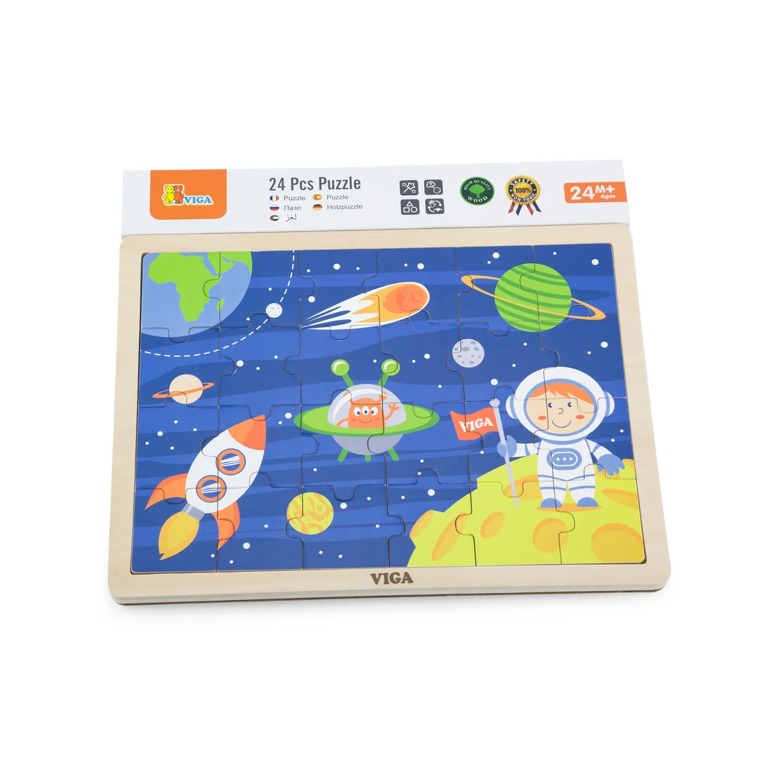Viga 51461 Puzzle na podkładce 24 elementy - kosmiczna przygoda
