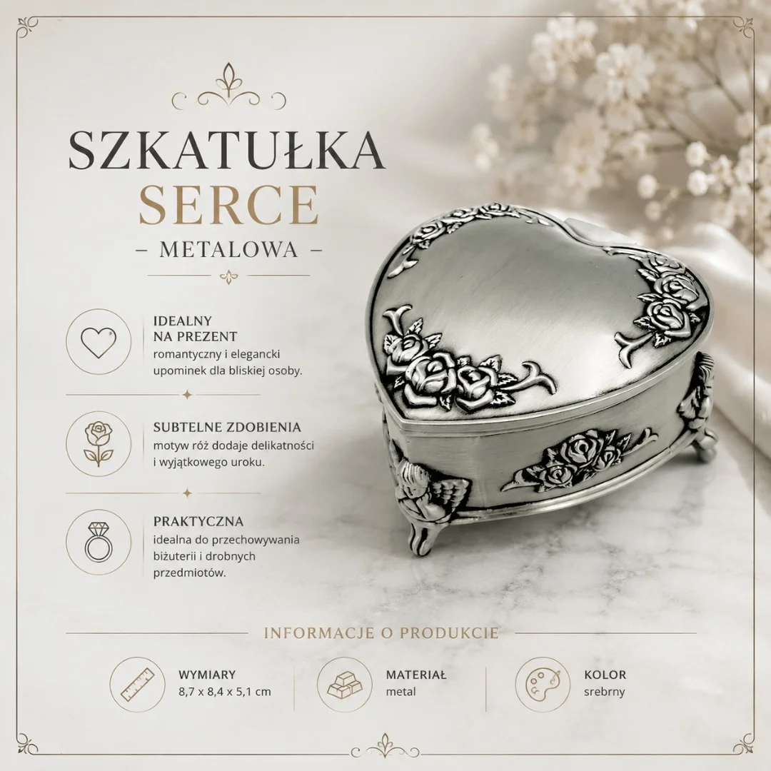 Szkatułka metalowa w kształcie serca – 2099 — zdjęcie 4