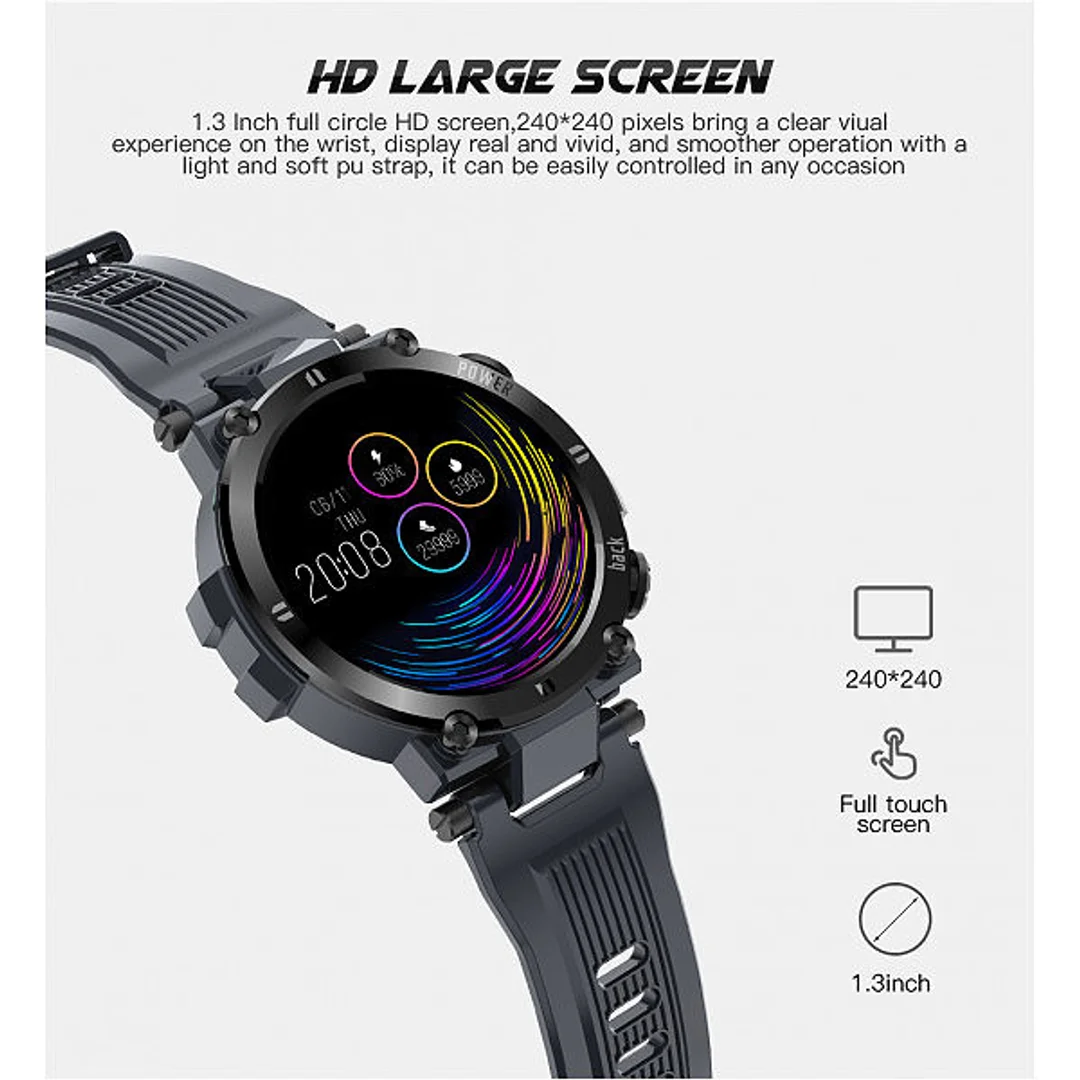 Zegarek Sportowy Smartwatch Czarny Senbono D13 IP68 HD