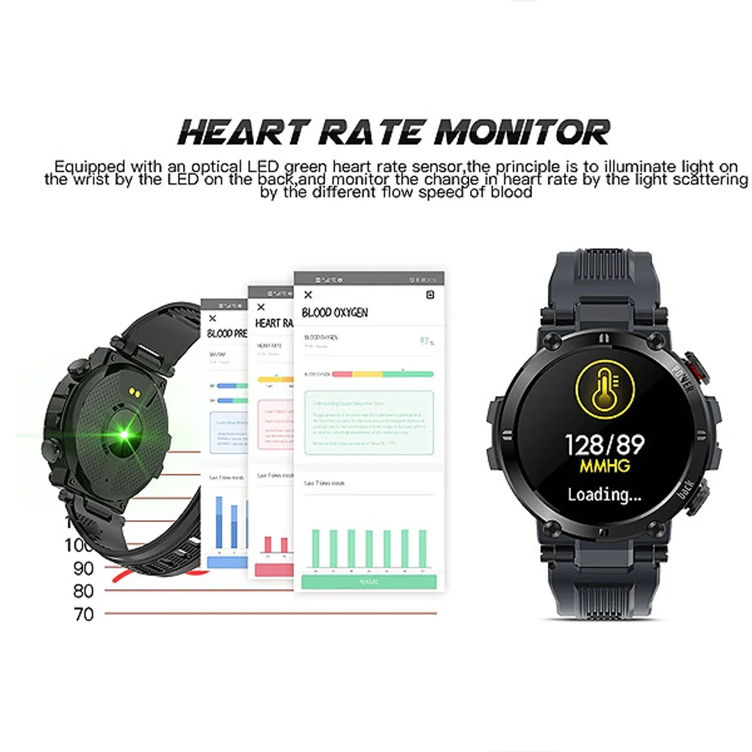 Zegarek Sportowy Smartwatch Czarny Senbono D13 IP68 HD