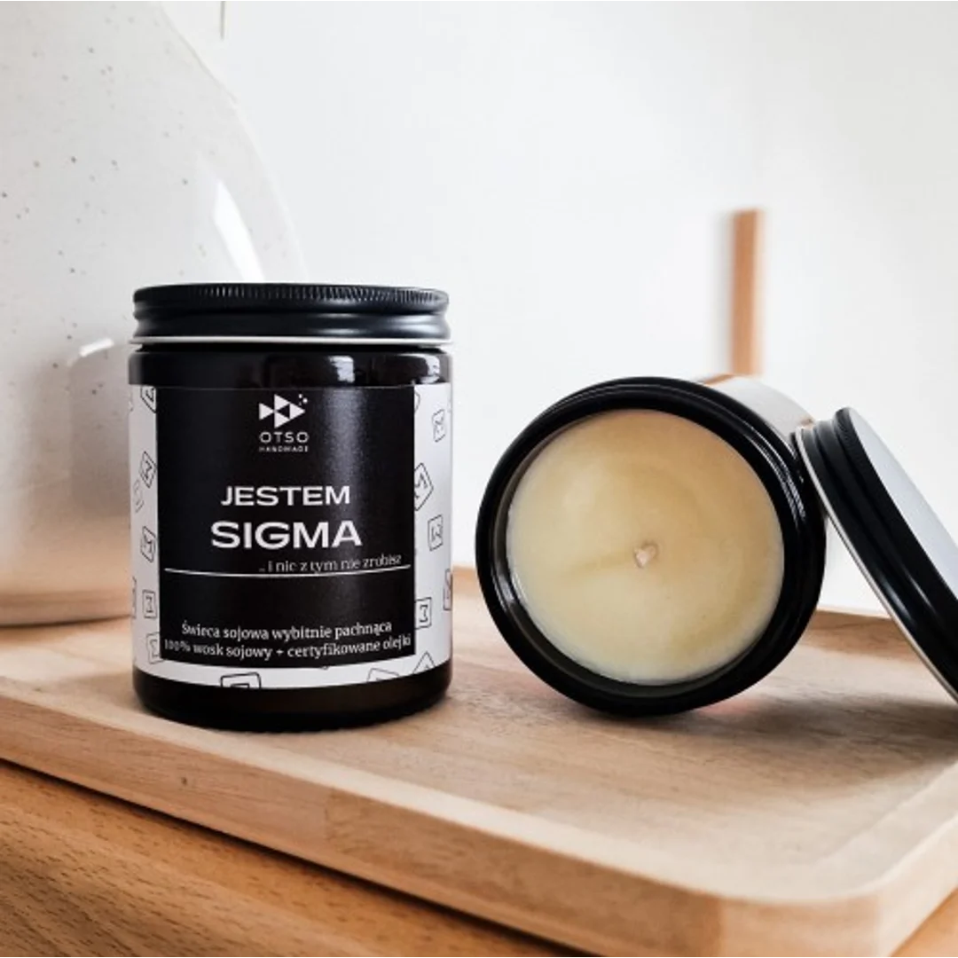 Świeca sojowa JESTEM SIGMA - świeca sojowa zapachowa - 180 ml