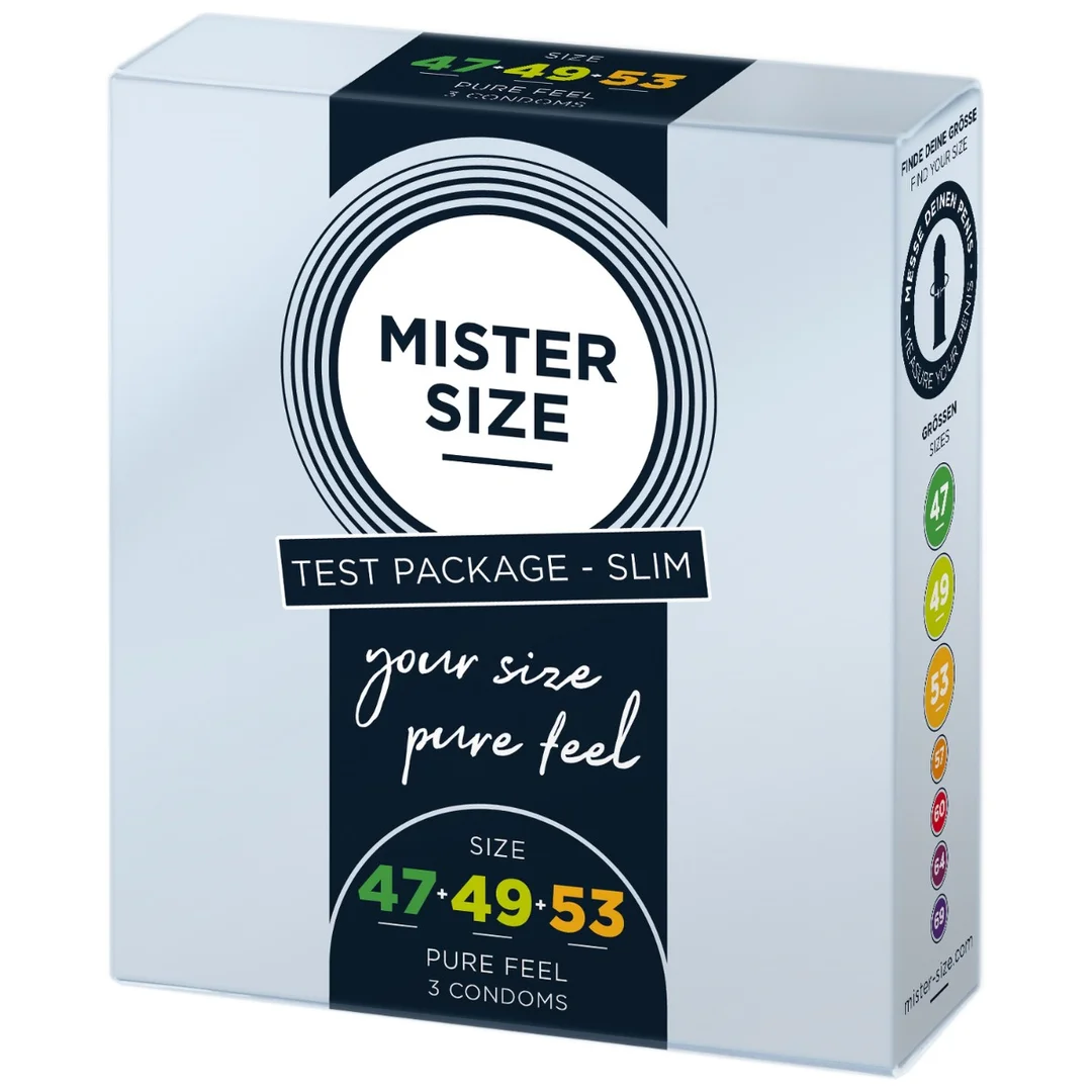 Zestaw 3 Prezerwatyw O Różnej Średnicy Testbox 47-49-53 3 Condoms Mister.Size