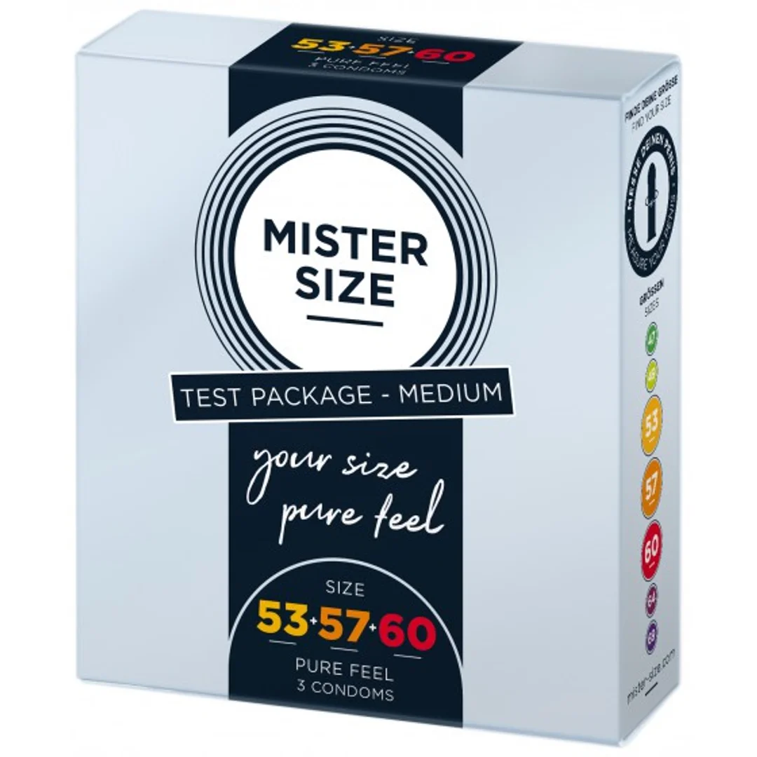 Zestaw 3 Prezerwatyw O Różnej Średnicy Testbox 53-57-60 3 Condoms Mister.Size