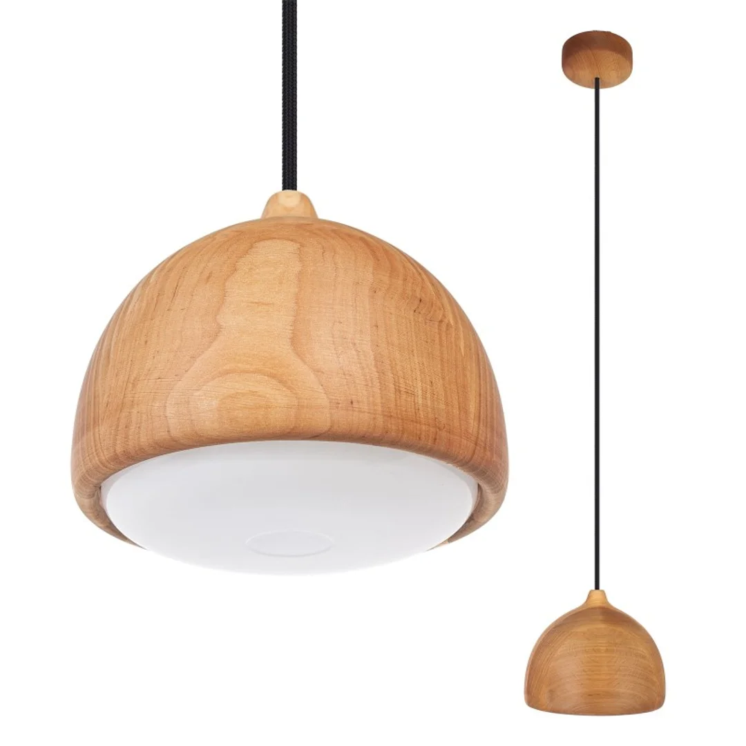 Lampa wisząca Acorn I olcha - czarny przewód