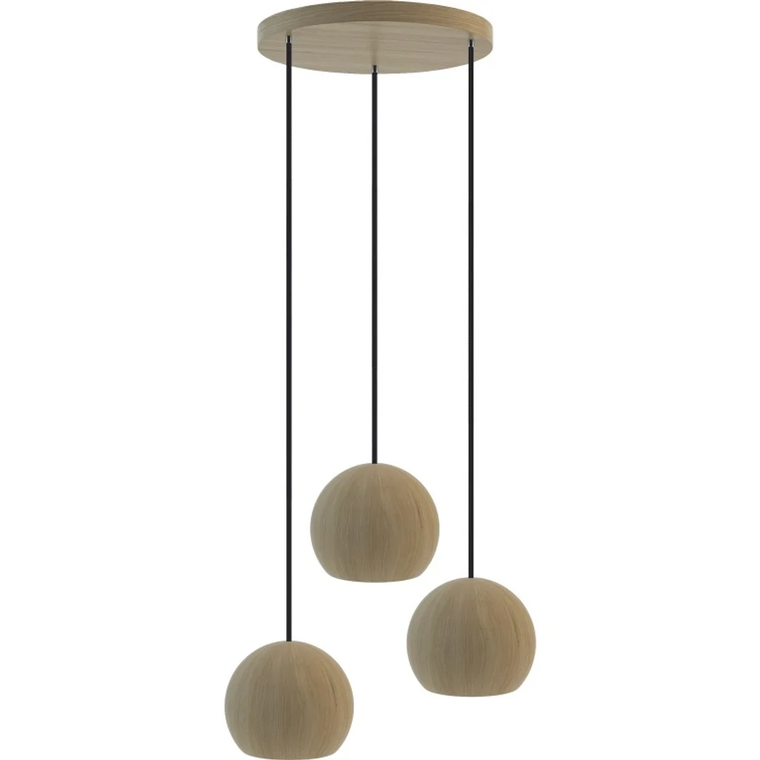 Lampa wisząca BALLI 3 pł (plafon) dąb - czarny