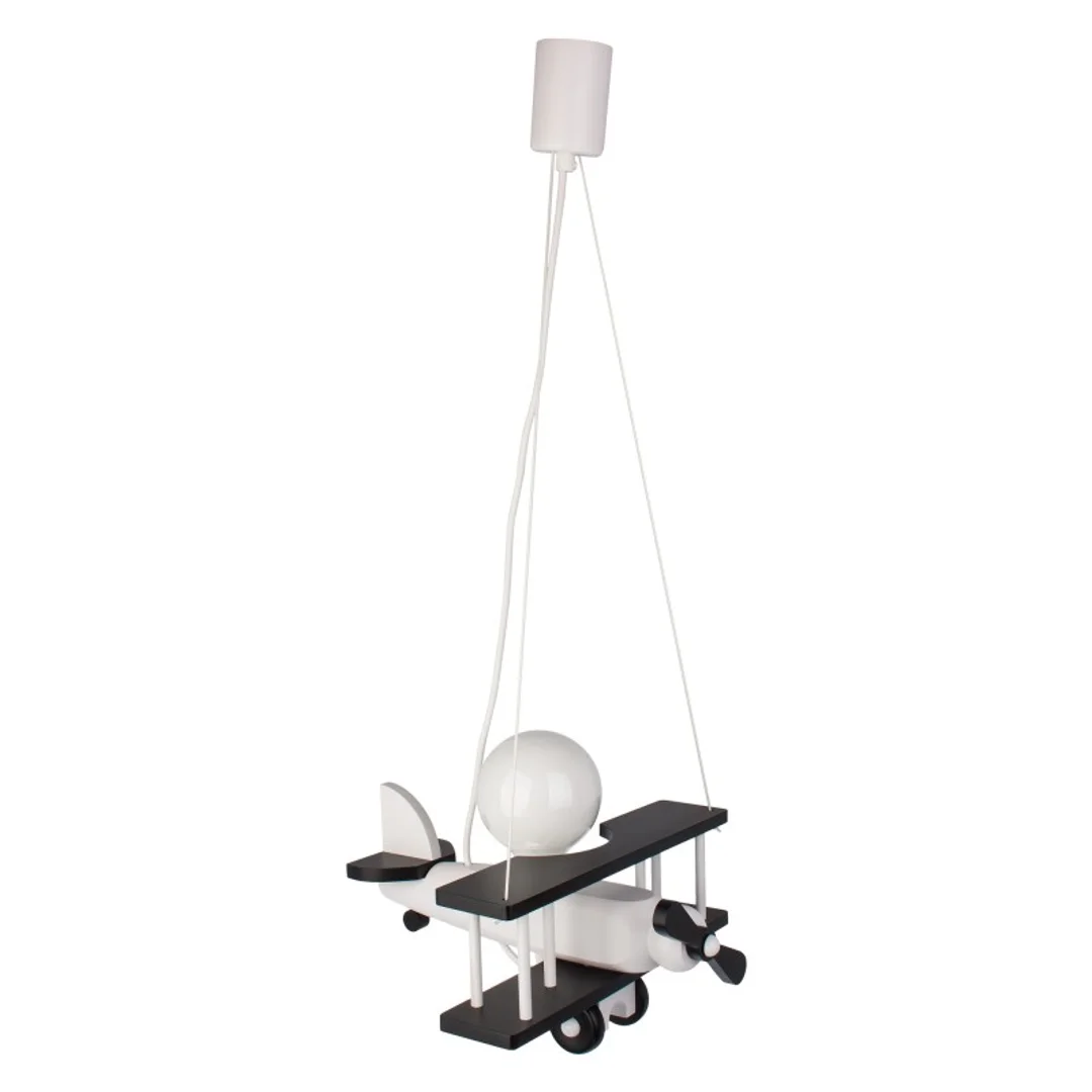 Lampa wisząca Samolot mały czarno-biały
