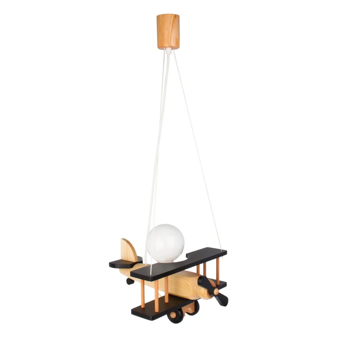 Lampa wisząca Samolot mały czarno-naturalny