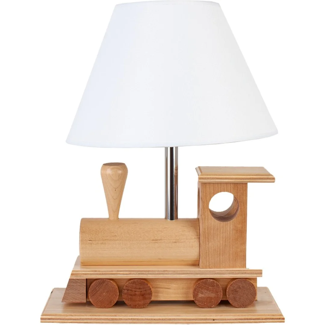 Lampa stołowa Lokomotywa drewniana — zdjęcie 2