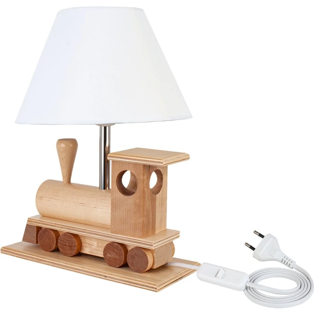 Lampa stołowa Lokomotywa drewniana — zdjęcie 3