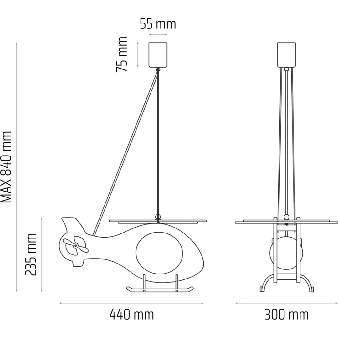 Lampa wisząca Helikopter szary — zdjęcie 9