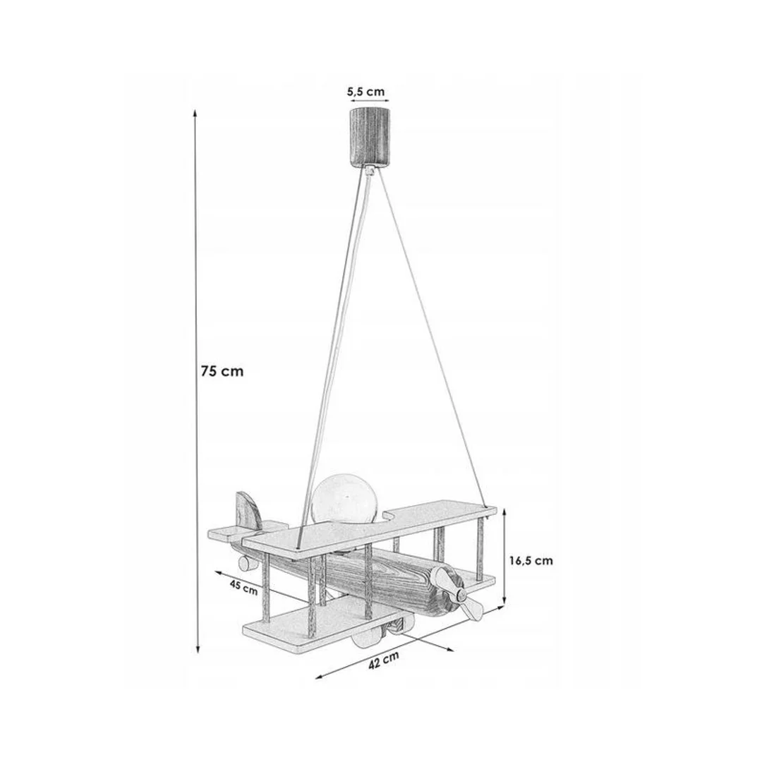 Lampa wisząca Samolot duży biało-naturalny — zdjęcie 7