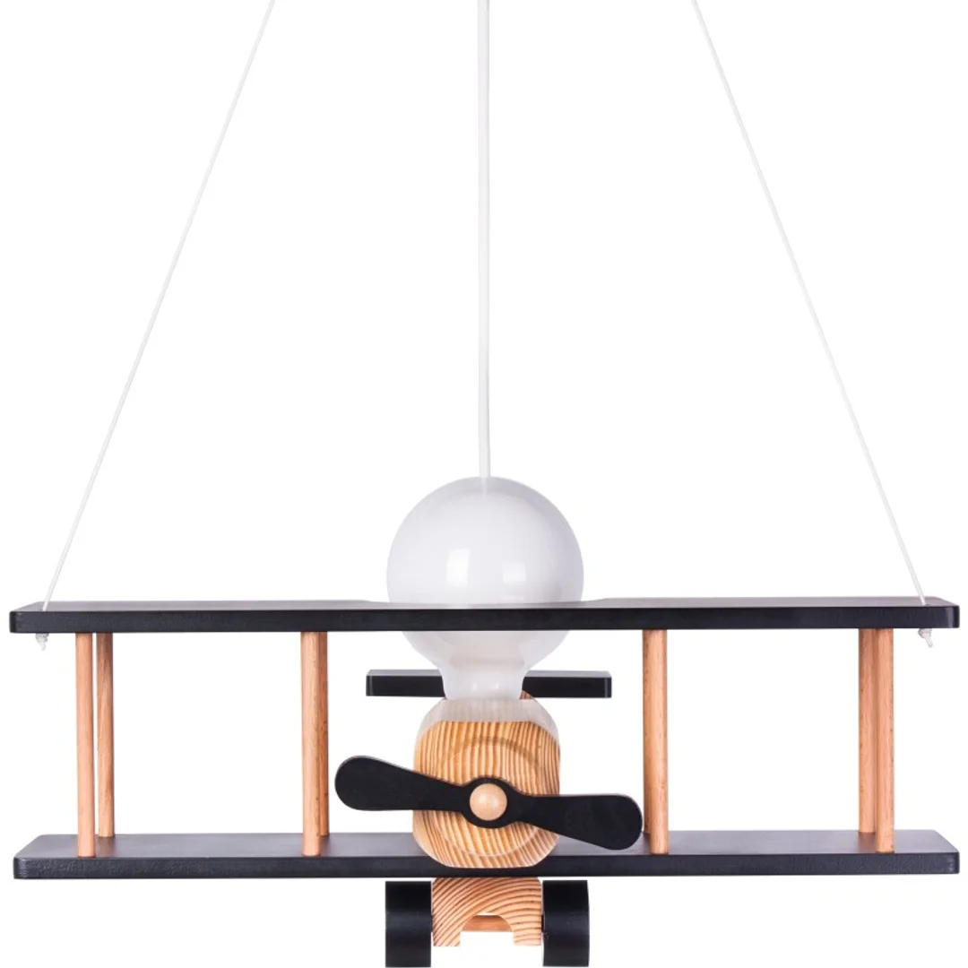 Lampa wisząca Samolot duży czarno-naturalny — zdjęcie 4