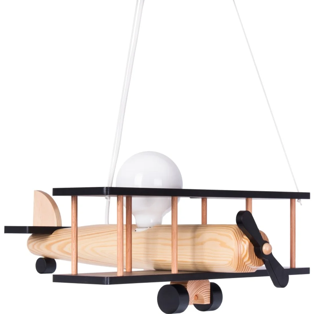 Lampa wisząca Samolot duży czarno-naturalny — zdjęcie 5
