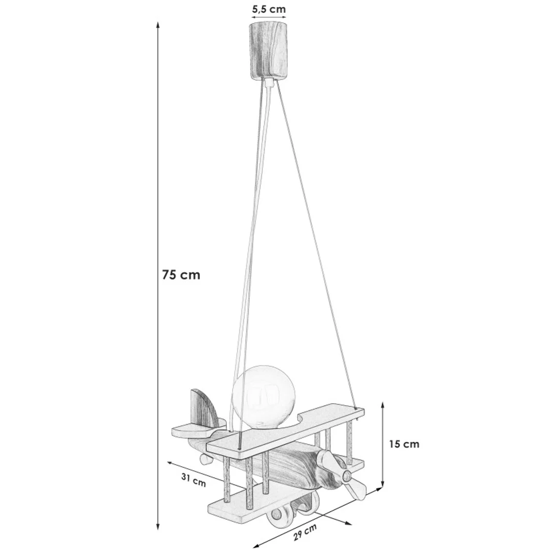 Lampa wisząca Samolot mały biało-naturalny — zdjęcie 8