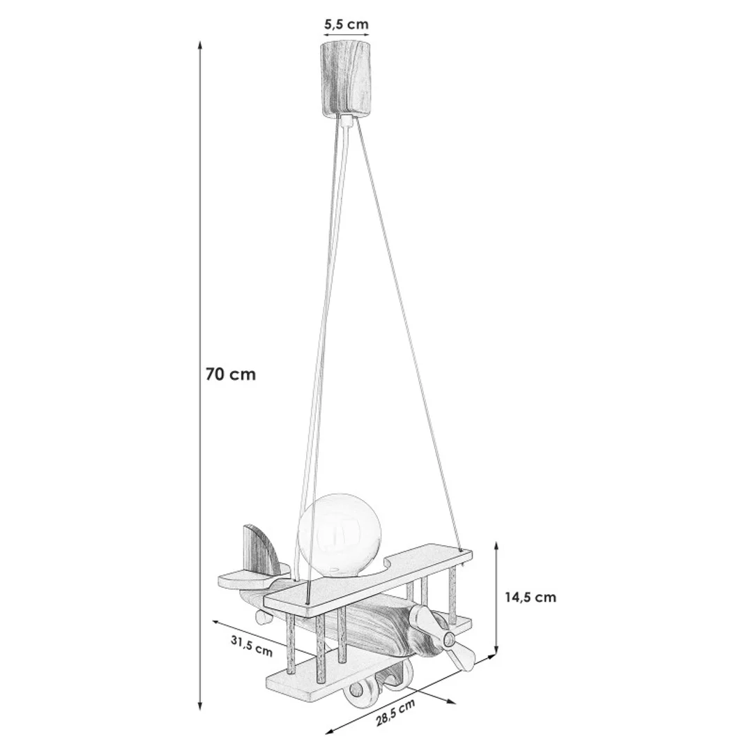 Lampa wisząca Samolot mały czarno-biały — zdjęcie 4