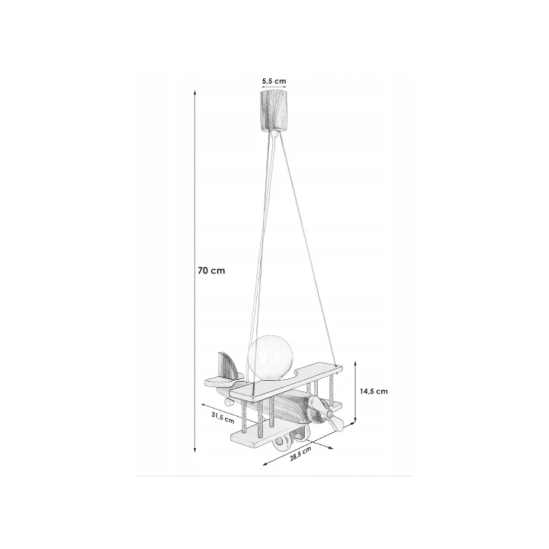 Lampa wisząca Samolot mały czarno-naturalny — zdjęcie 8