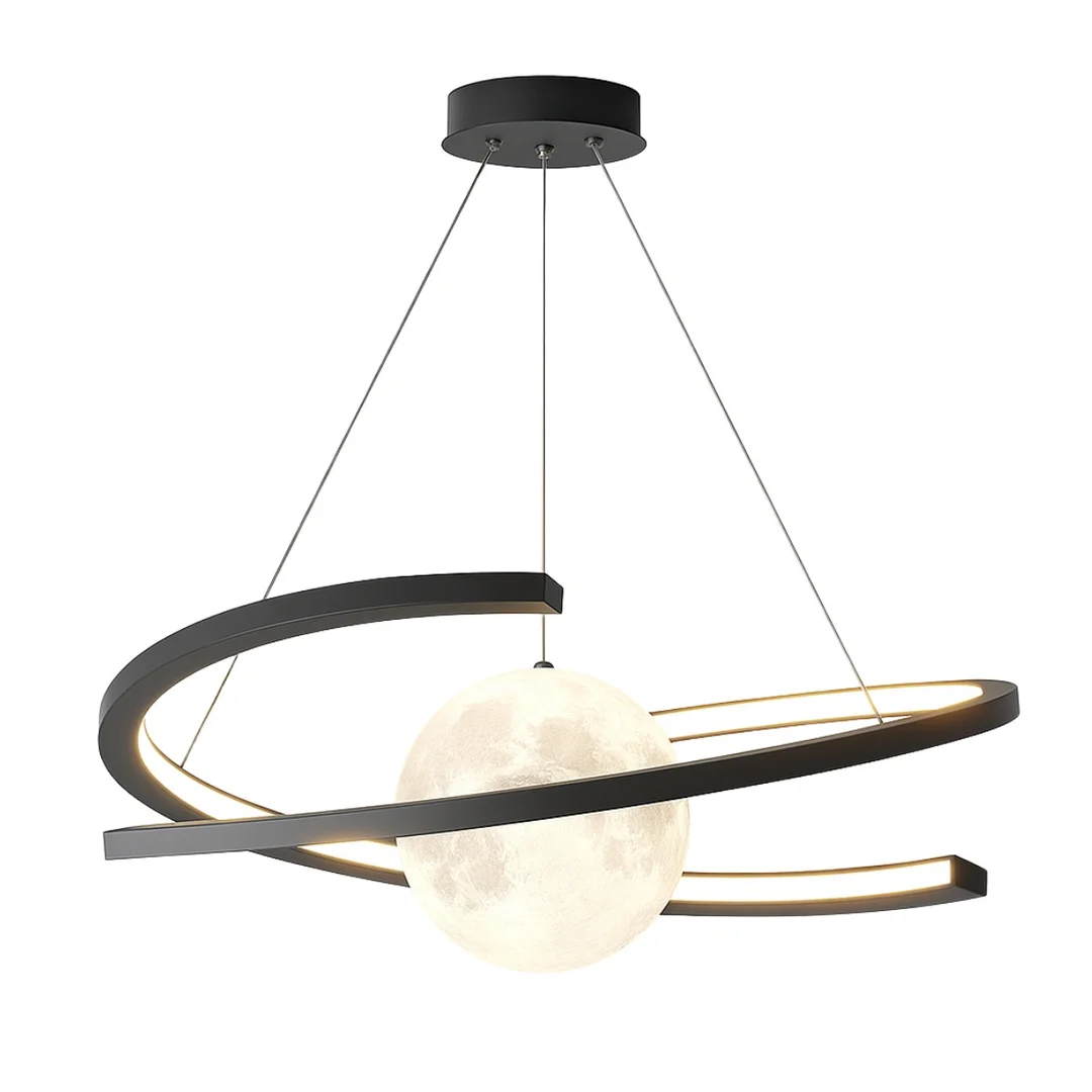 Lampa wisząca Abigali Moon w kształcie księżyca spiralna czarny