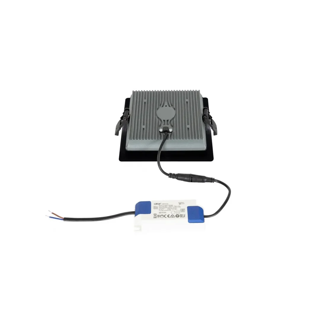 Lampa LED 15W New Aero Slim Kwadratowy 130 lm/W Mikropryzmatyczny (UGR17) Czarny — zdjęcie 3