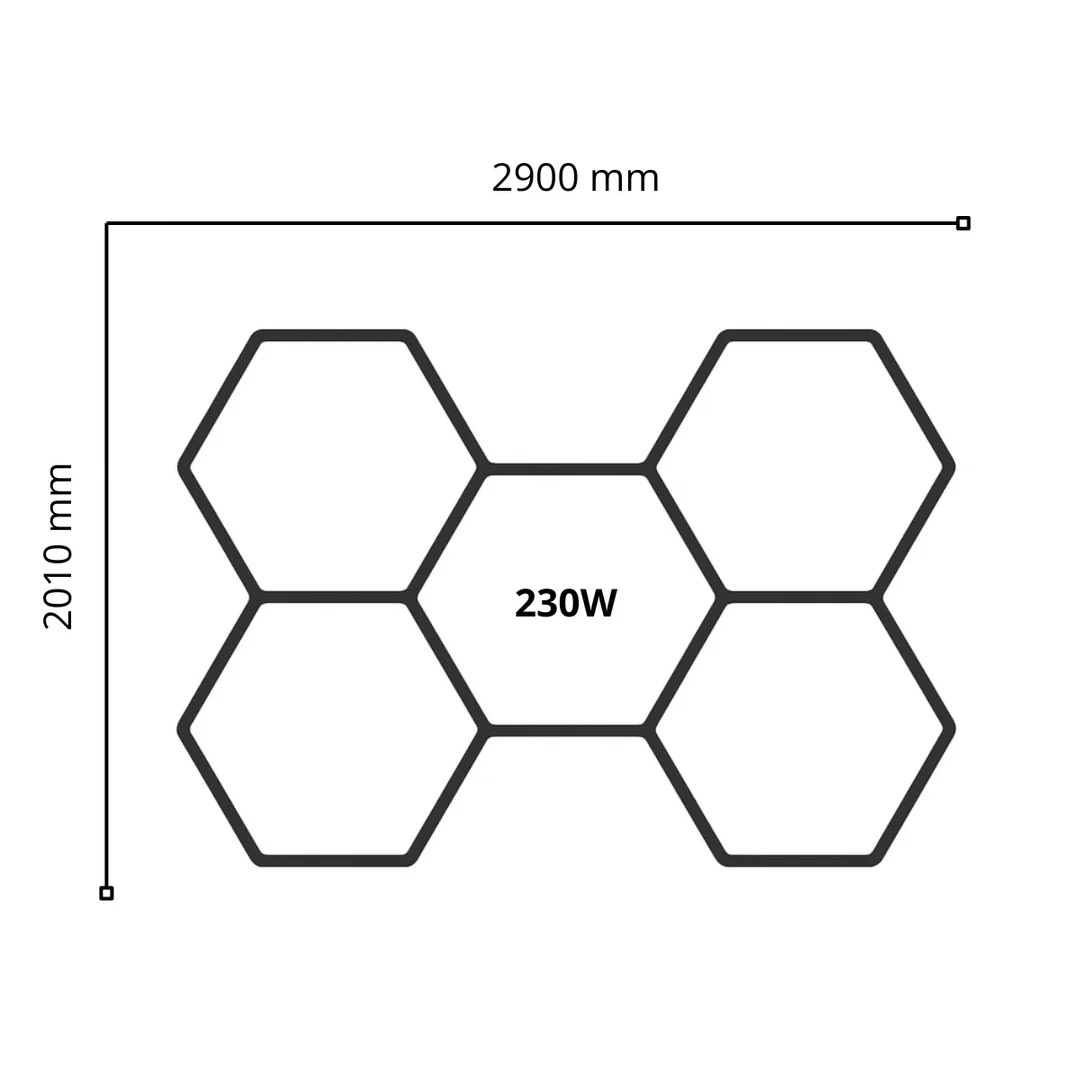 Lampa LED Hexagon Blaupunkt 230W geometryczny panel sufitowy led 4000K CRI90 w kształcie plastra miodu — zdjęcie 3