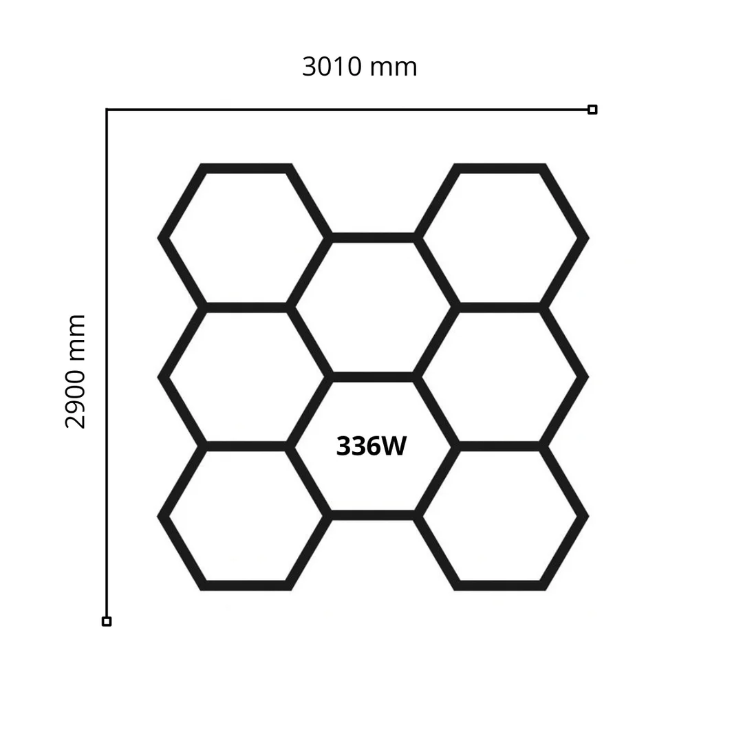 Lampa LED Hexagon Blaupunkt 336W geometryczny panel sufitowy led 4000K CRI90 w kształcie plastra miodu — zdjęcie 2