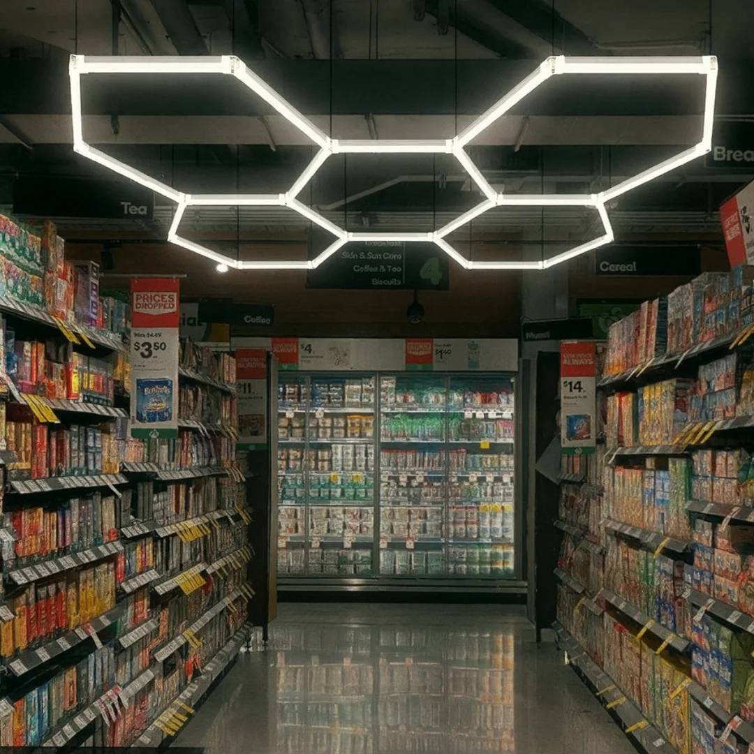 Lampa LED Hexagon Blaupunkt 58W geometryczny panel sufitowy led 4000K CRI90 w kształcie plastra miodu — zdjęcie 18