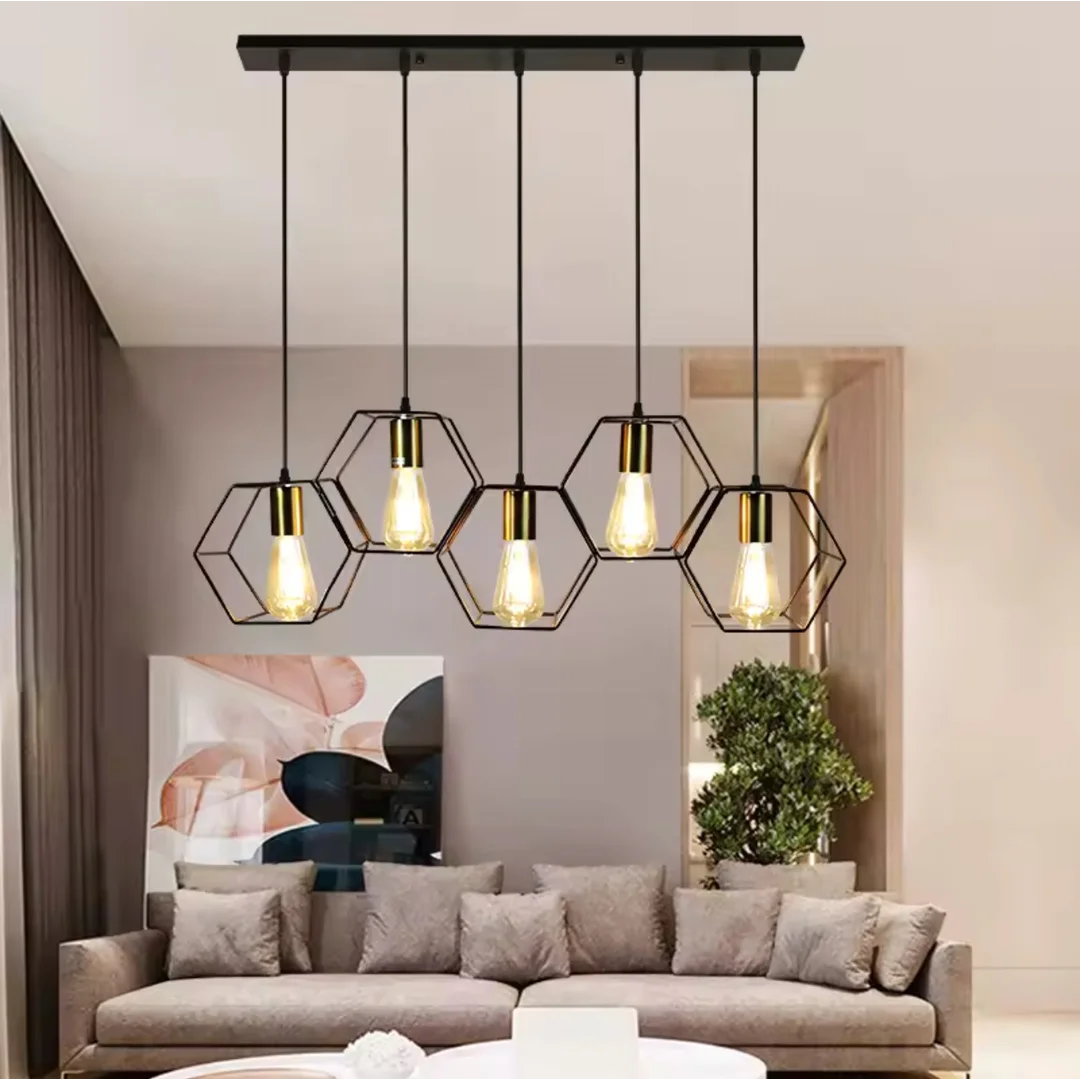 Lampa wisząca Abigali Honey LWH-5XE27, czarny 5xE27 — zdjęcie 2