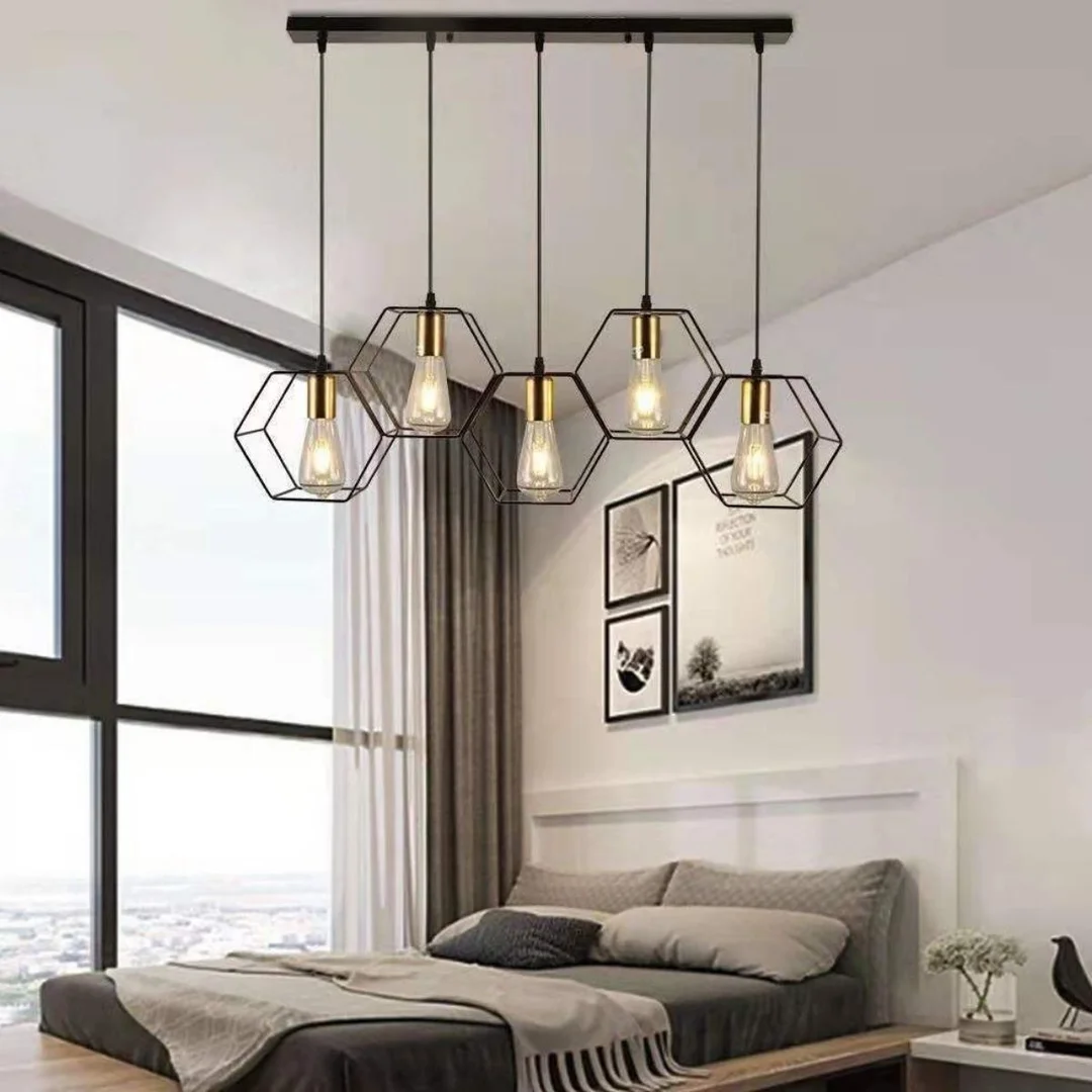 Lampa wisząca Abigali Honey LWH-5XE27, czarny 5xE27 — zdjęcie 5