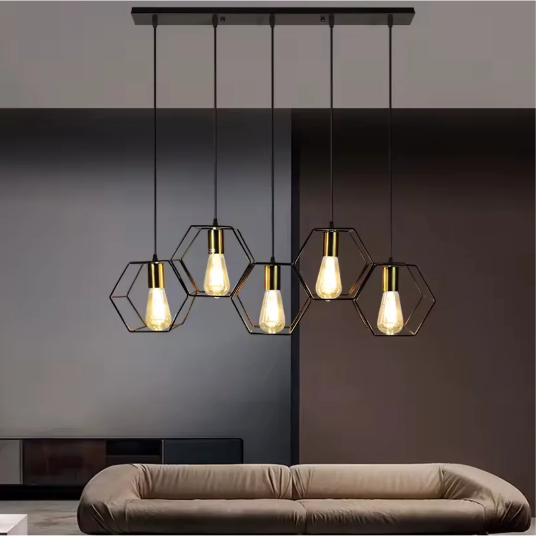 Lampa wisząca Abigali Honey LWH-5XE27, czarny 5xE27 — zdjęcie 7