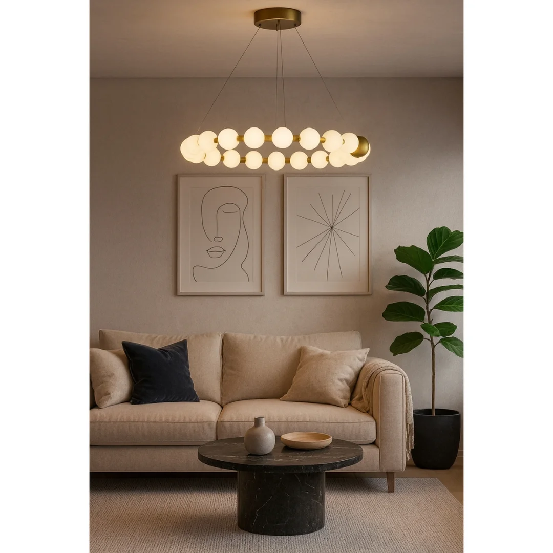 Lampa wisząca Abigali Lampa wisząca Abigali Pontti Big2 56W złoty/mleczne kule — zdjęcie 4