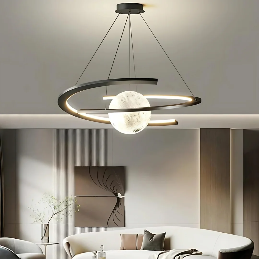 Lampa wisząca Abigali Moon w kształcie księżyca spiralna czarny — zdjęcie 2