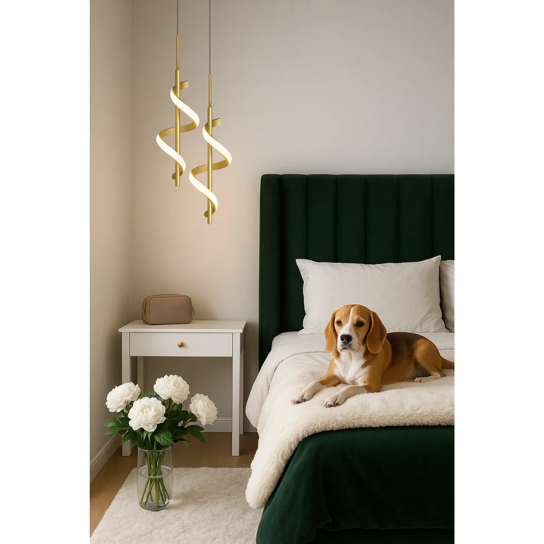 Lampa wisząca Abigali Spirali 20W spiralny złoty — zdjęcie 3