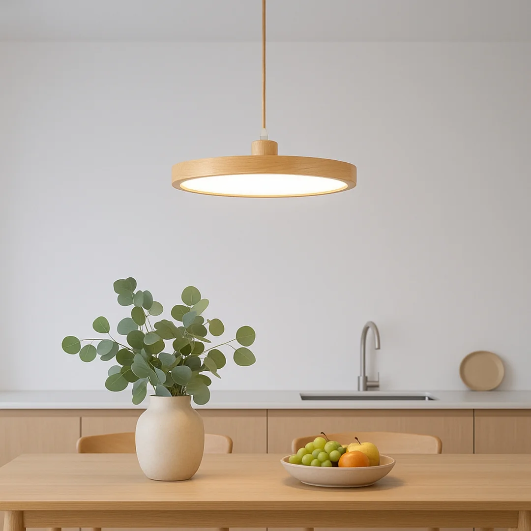 Lampa wisząca Abigali Woody 18W drewniana okrągła — zdjęcie 2