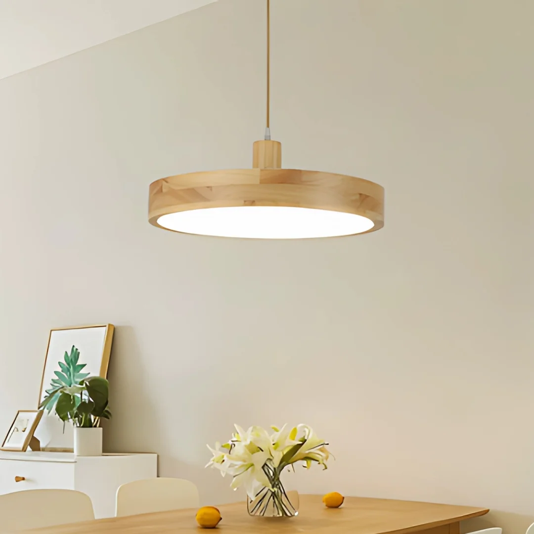 Lampa wisząca Abigali Woody 18W drewniana okrągła — zdjęcie 3